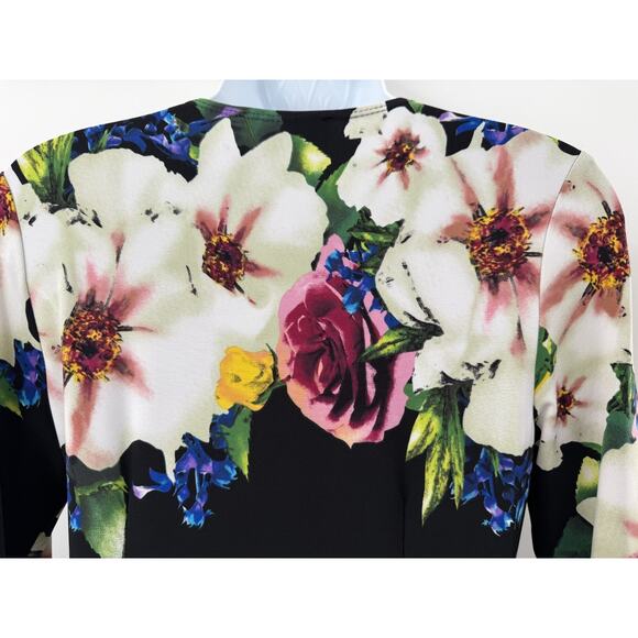 Joseph Ribkoff Women's Floral Faux Wrap Knit Dress Flutter Sleeve Size 6 - Picture 9 of 10